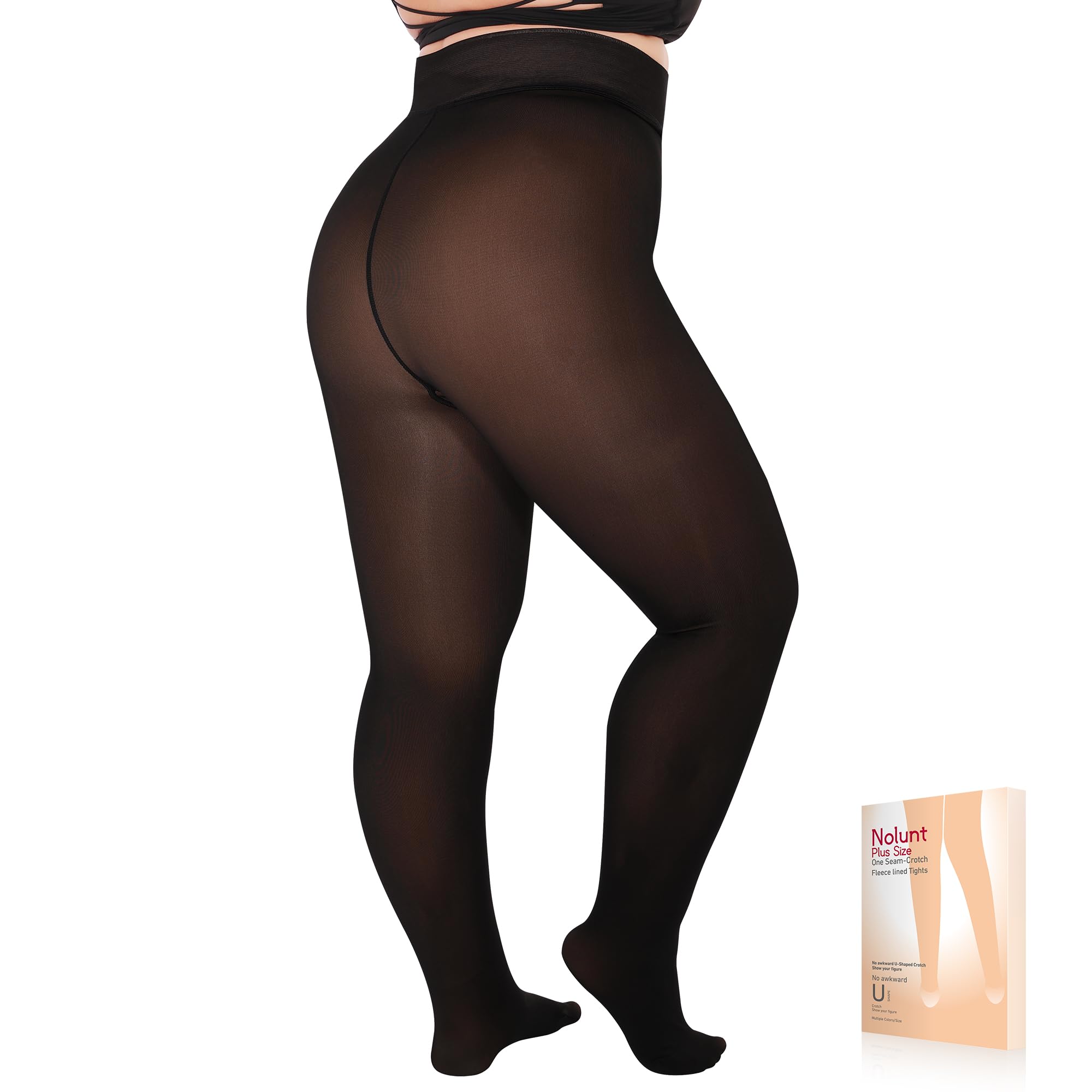 Plus Size Fleece Lined Tights Women, Fake Translucent Winter Thermal Pantyhose, High Waist Warm Thermal Leggings.