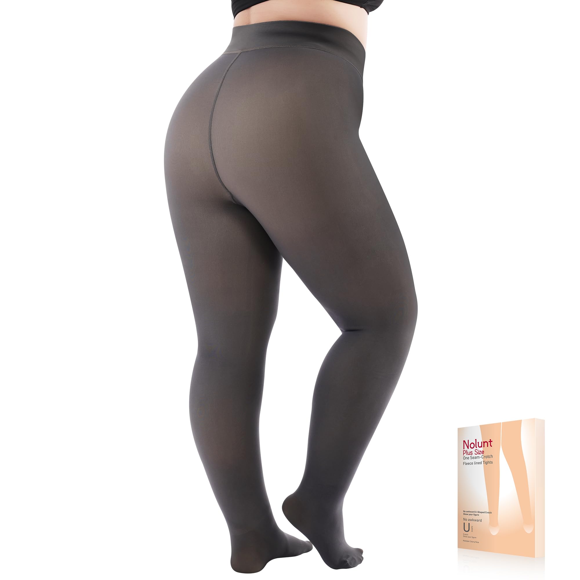 Plus Size Fleece Lined Tights Women, Fake Translucent Winter Thermal Pantyhose, High Waist Warm Thermal Leggings.