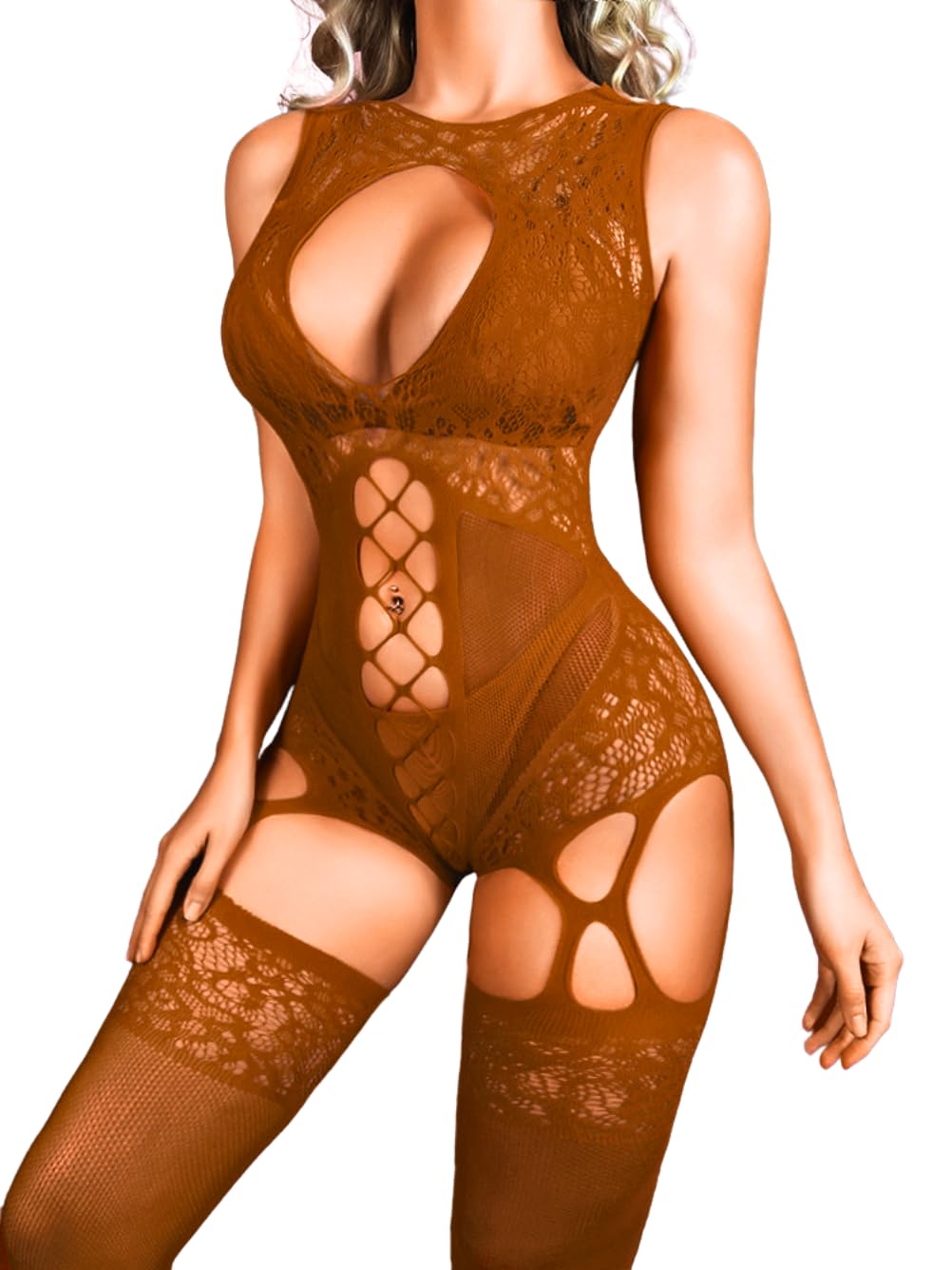EHSUYAB Women Body Stockings Sexy, Exotic Dancer Fishnets Lingerie Glow Party, Fishnet Bodysuit Rave Outfits Club Plus Size