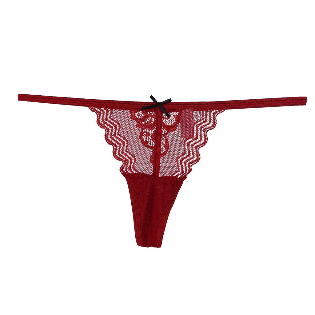 Pack of 6 Women Lacy G-String Thongs No Show Panties Sexy Underwear Assorted Lace Pattern and Colors