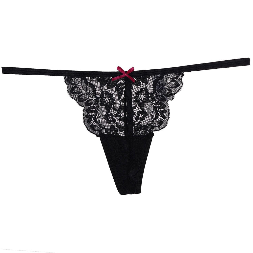 Pack of 6 Women Lacy G-String Thongs No Show Panties Sexy Underwear Assorted Lace Pattern and Colors