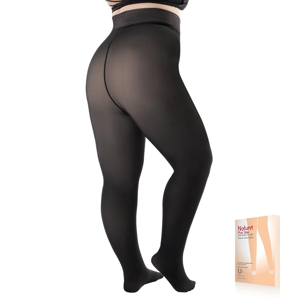 Plus Size Fleece Lined Tights Women, Fake Translucent Winter Thermal Pantyhose, High Waist Warm Thermal Leggings.