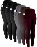 LZYVOO Leggings with Pockets for Women, 6 Packs Soft High Waisted Tummy Control Workout Yoga Pants