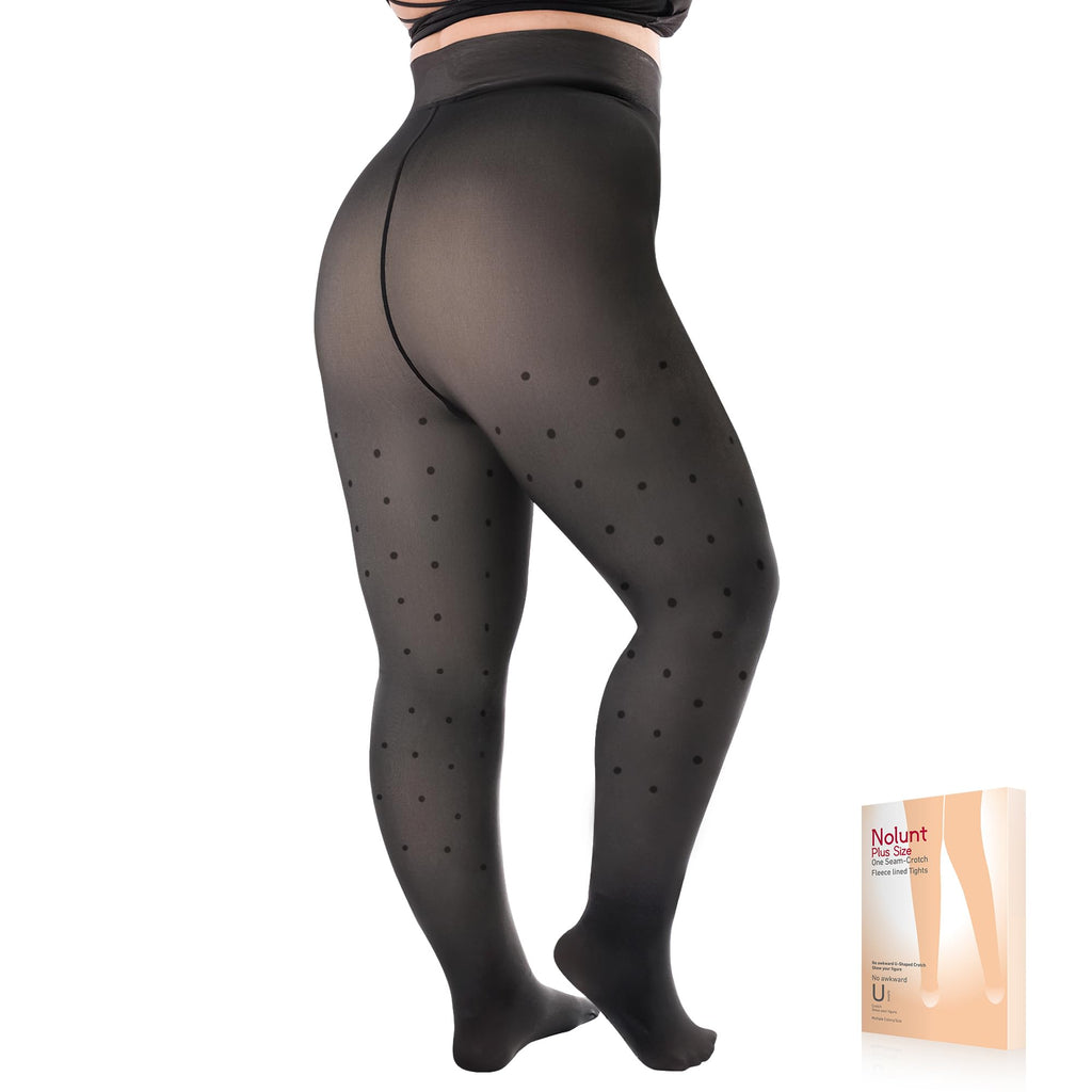 Plus Size Fleece Lined Tights Women, Fake Translucent Winter Thermal Pantyhose, High Waist Warm Thermal Leggings.