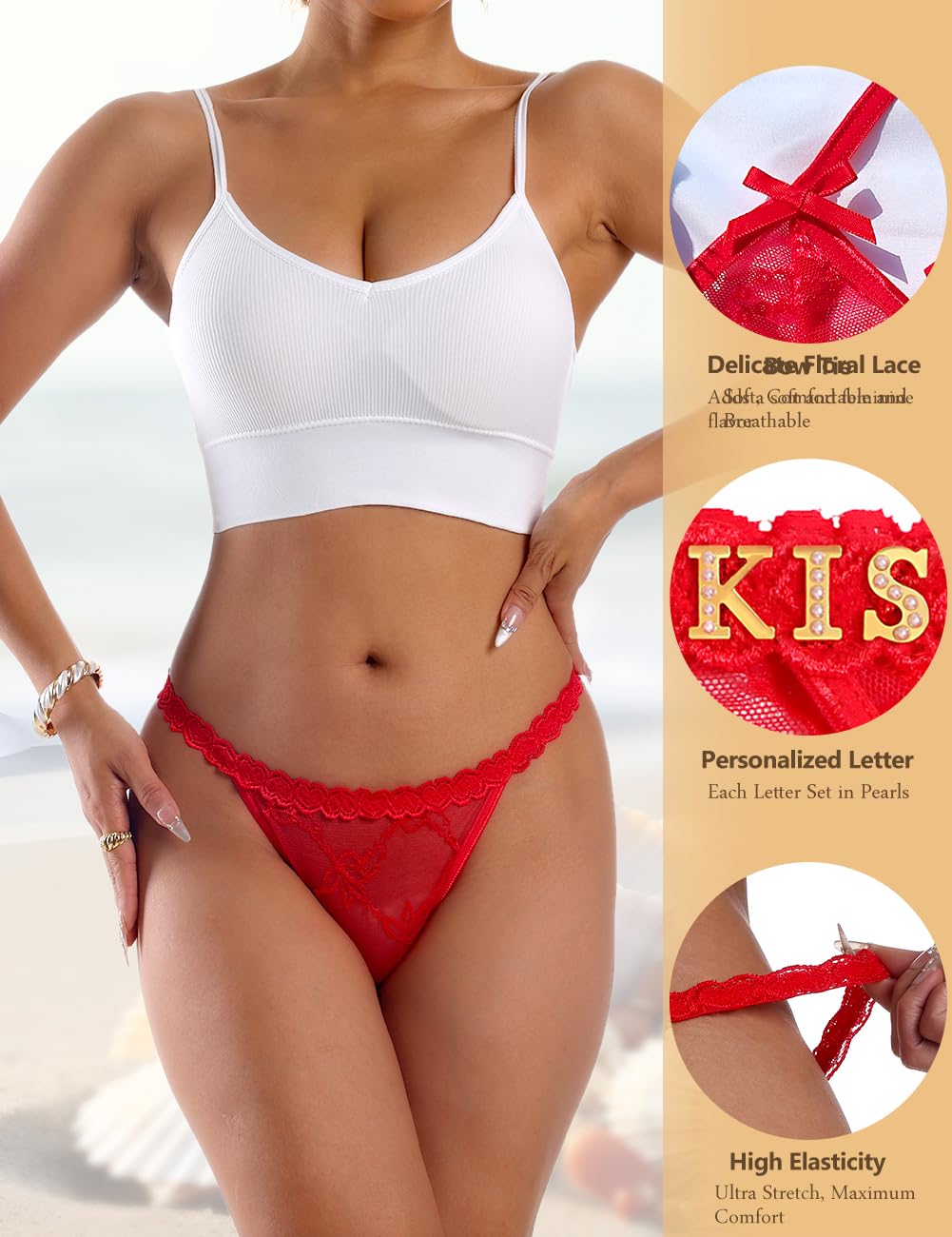 Sexy Underwear for Women Lace Panties Sexy Thong with Funny Rhinestone Letters for Couple Gifts