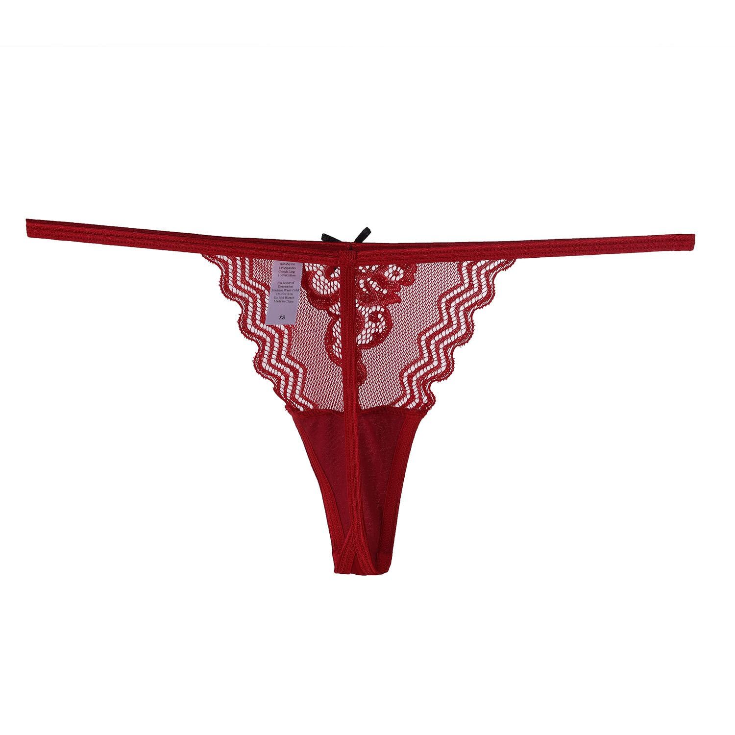 Pack of 6 Women Lacy G-String Thongs No Show Panties Sexy Underwear Assorted Lace Pattern and Colors