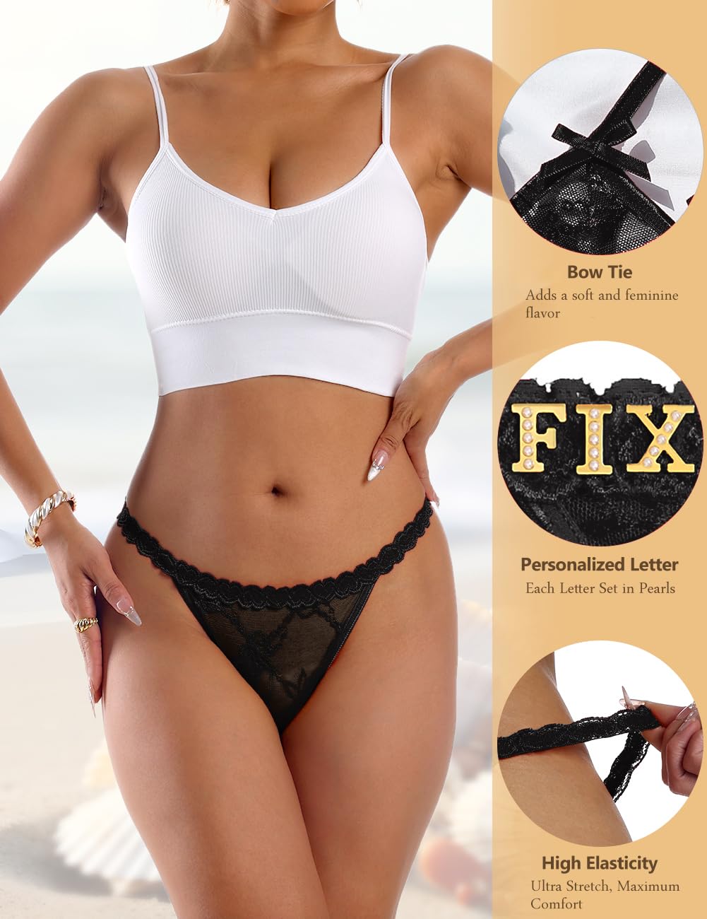 Sexy Underwear for Women Lace Panties Sexy Thong with Funny Rhinestone Letters for Couple Gifts