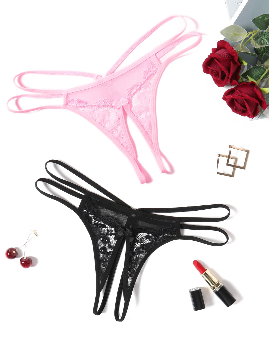 Avidlove Women Lace Panties Floral Lace Briefs Mesh Hollow Out G-String Thongs T-back Underwear 1-4 Pack