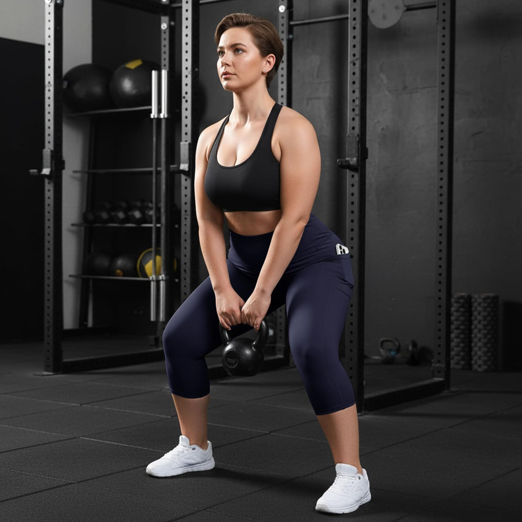 3 Pack Plus Size Leggings with Pockets for Women - High Waisted Tummy Control Spandex Soft Black Workout Yoga Pants