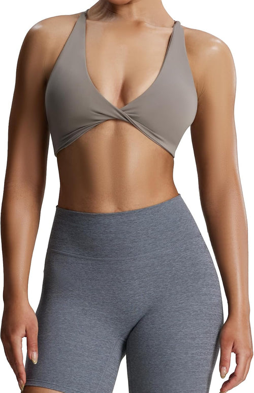Aoxjox Women's Workout Sports Bras Fitness Metamorph Sienna Twist Bra Yoga Crop Tank
