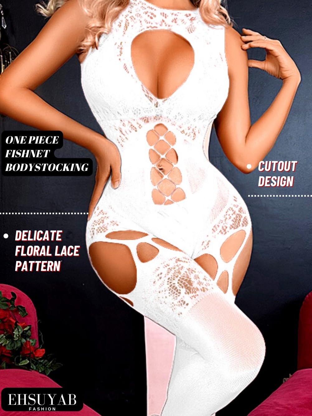 EHSUYAB Women Body Stockings Sexy, Exotic Dancer Fishnets Lingerie Glow Party, Fishnet Bodysuit Rave Outfits Club Plus Size