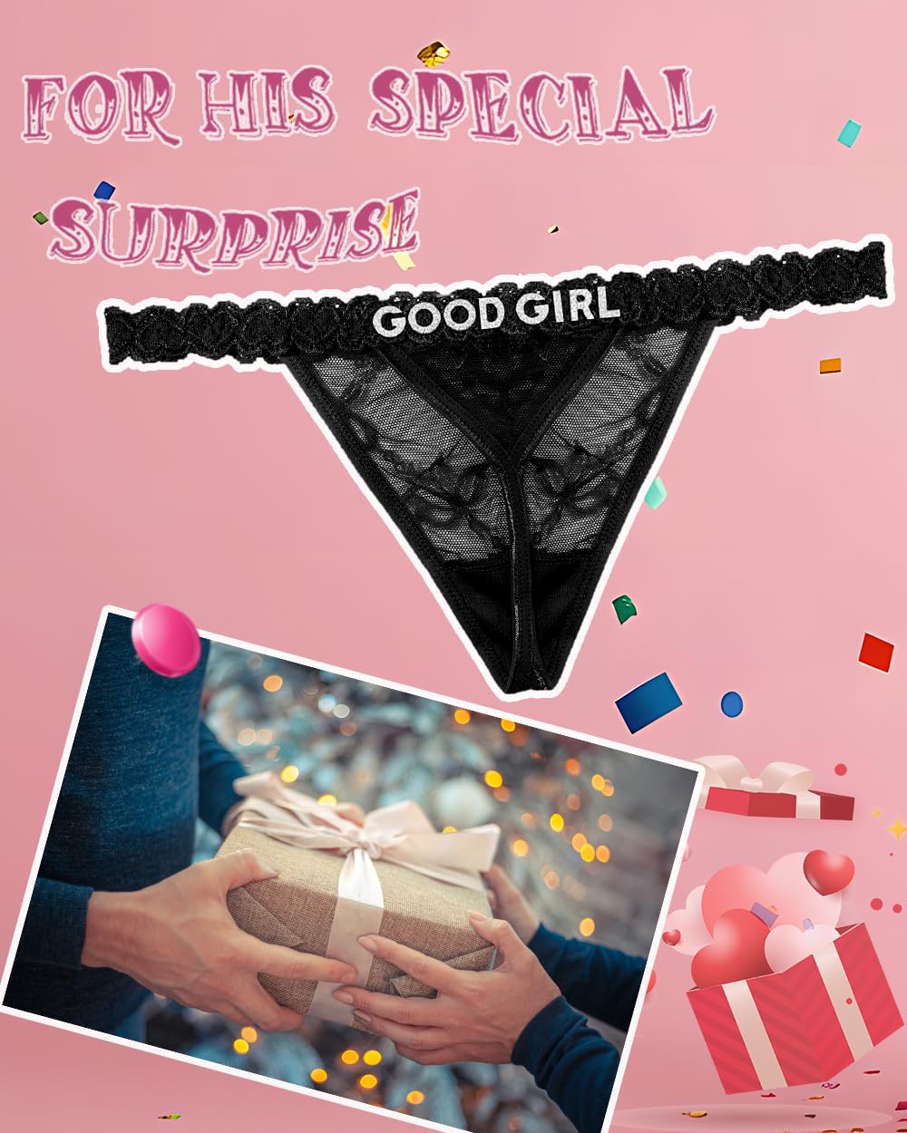 Sexy Underwear for Women Lace Panties Sexy Thong with Funny Rhinestone Letters for Couple Gifts