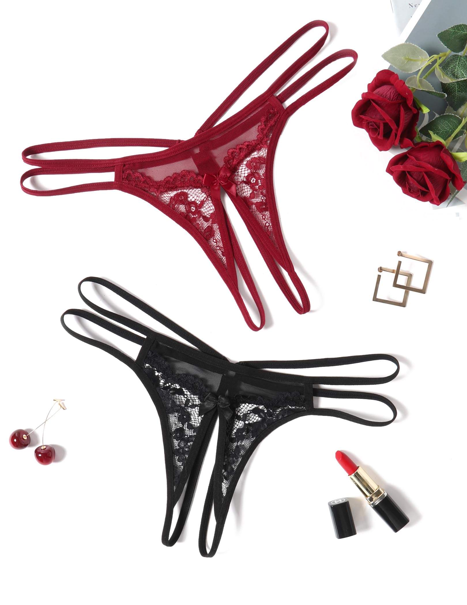 Avidlove Women Lace Panties Floral Lace Briefs Mesh Hollow Out G-String Thongs T-back Underwear 1-4 Pack