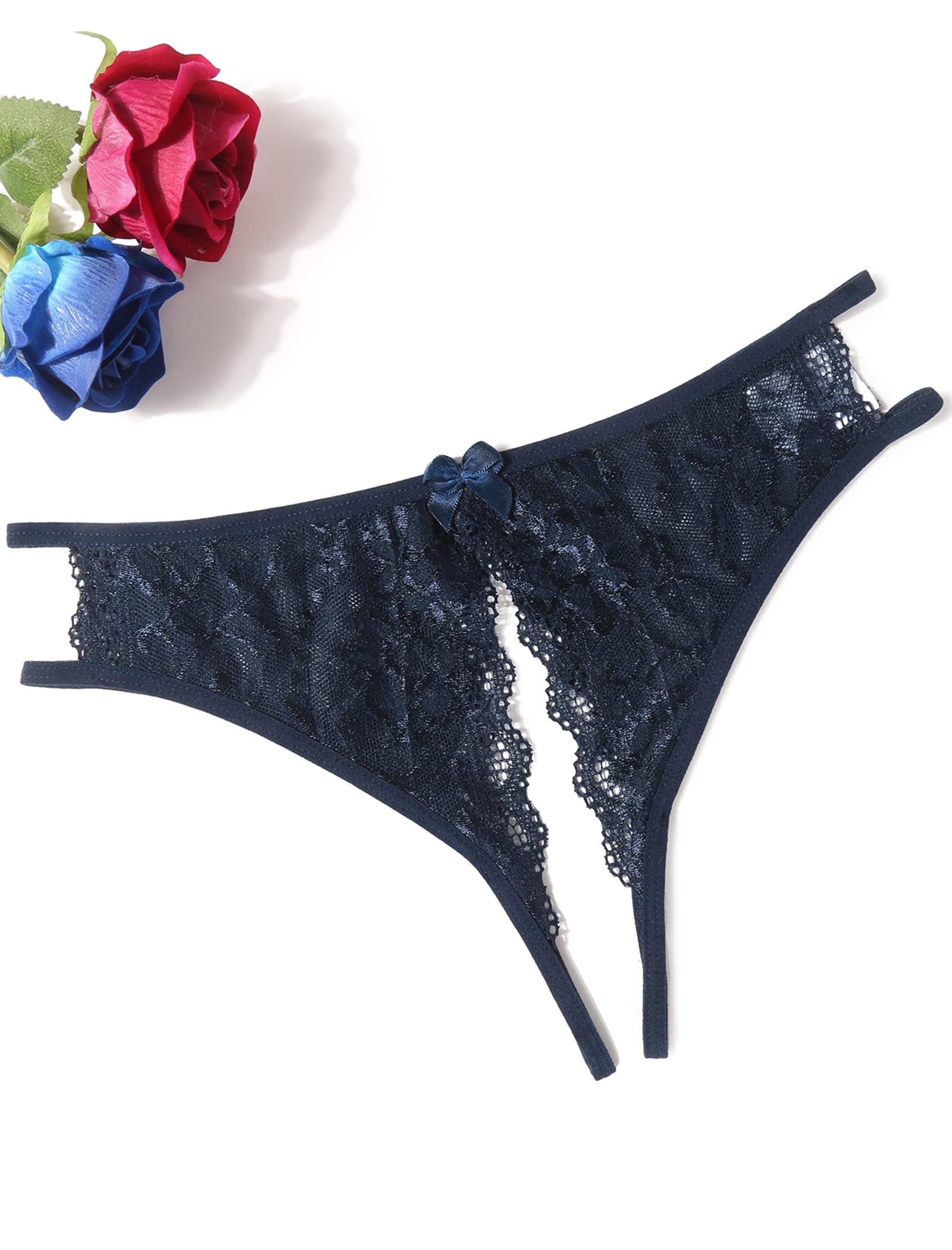 Avidlove Women Lace Panties Sexy Thong Underwear Floral Lace Briefs with Cute Bow Center