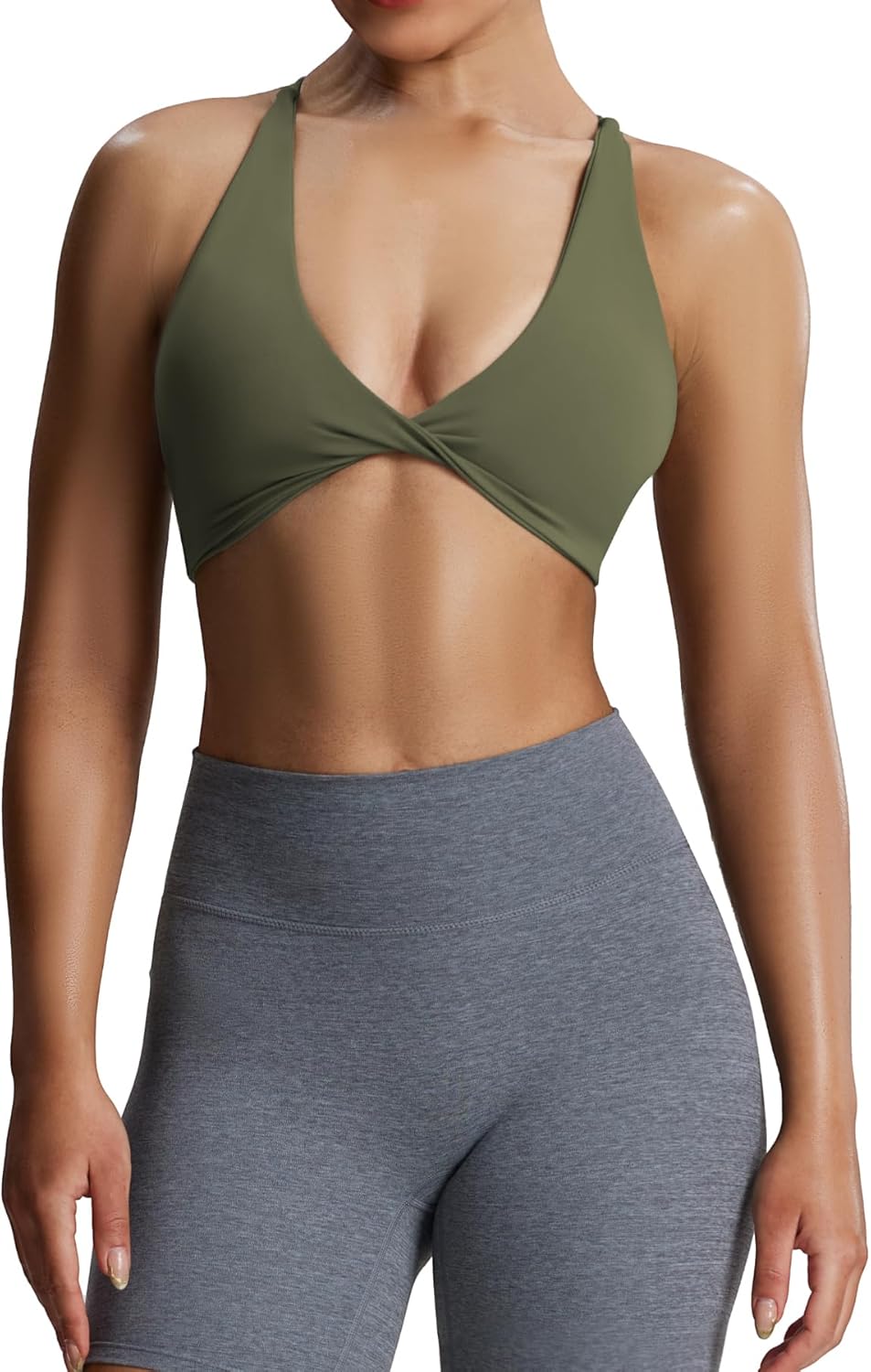 Aoxjox Women's Workout Sports Bras Fitness Metamorph Sienna Twist Bra Yoga Crop Tank