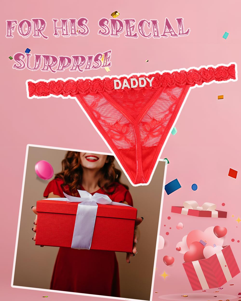 Sexy Underwear for Women Lace Panties Sexy Thong with Funny Rhinestone Letters for Couple Gifts