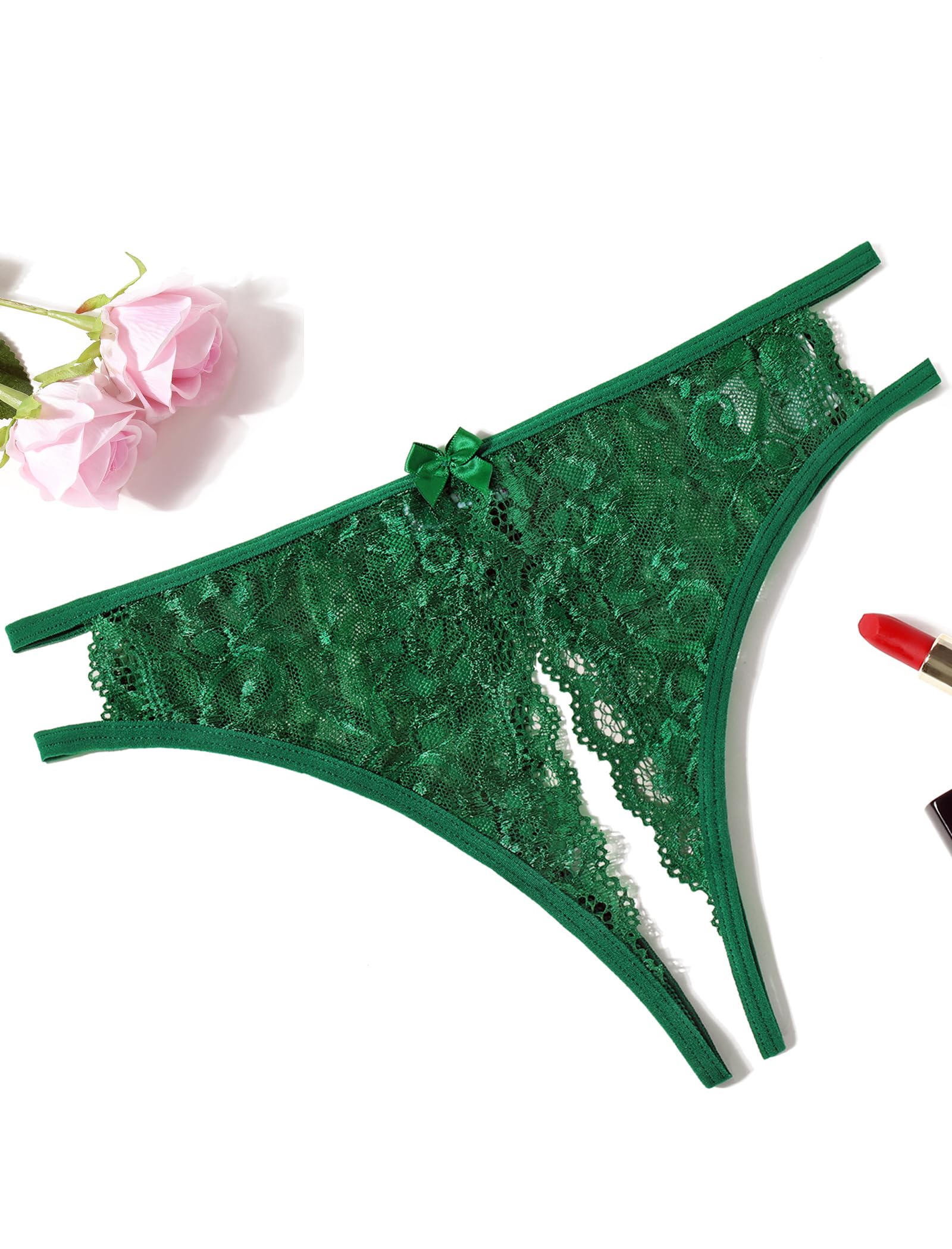 Avidlove Women Lace Panties Sexy Thong Underwear Floral Lace Briefs with Cute Bow Center