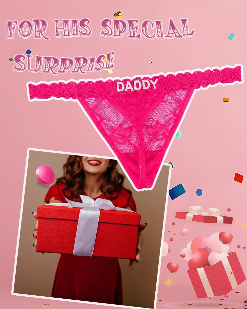 Sexy Underwear for Women Lace Panties Sexy Thong with Funny Rhinestone Letters for Couple Gifts