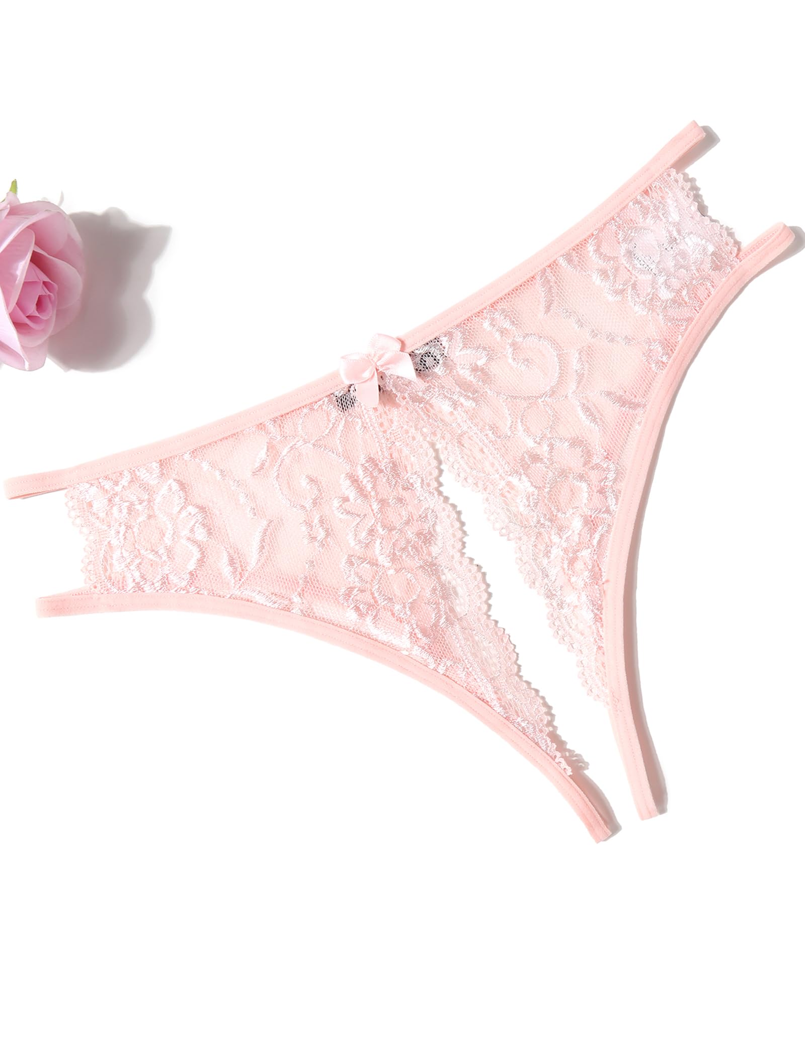 Avidlove Women Lace Panties Sexy Thong Underwear Floral Lace Briefs with Cute Bow Center