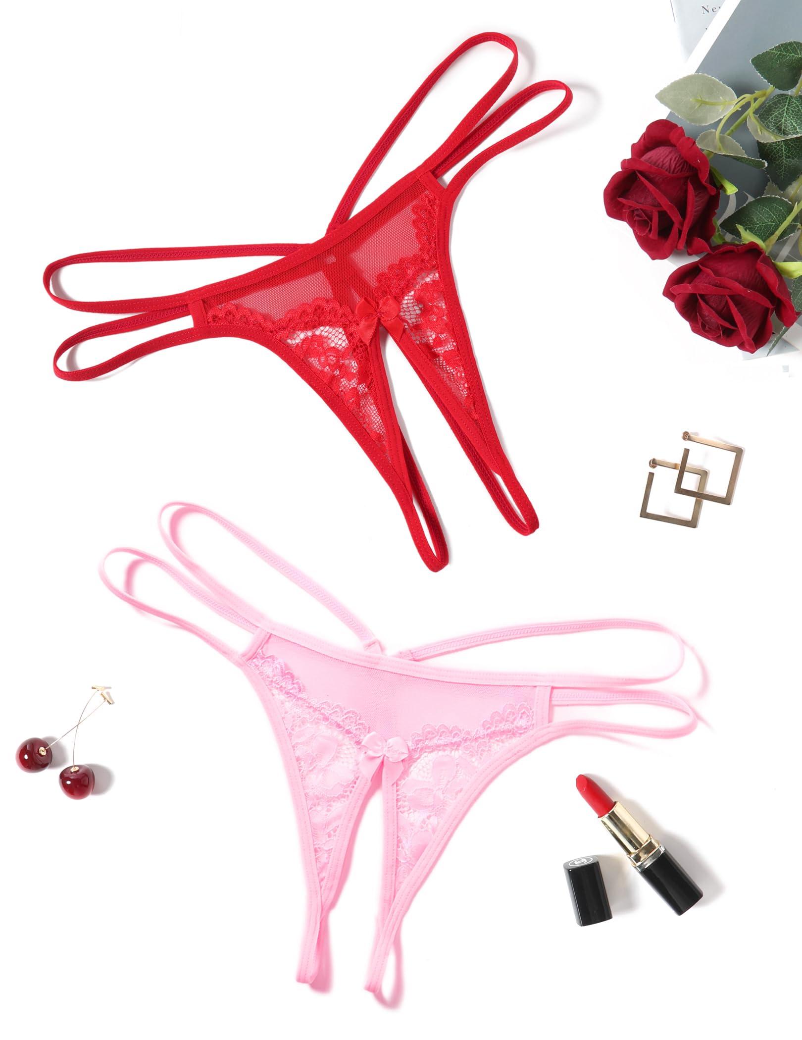 Avidlove Women Lace Panties Floral Lace Briefs Mesh Hollow Out G-String Thongs T-back Underwear 1-4 Pack