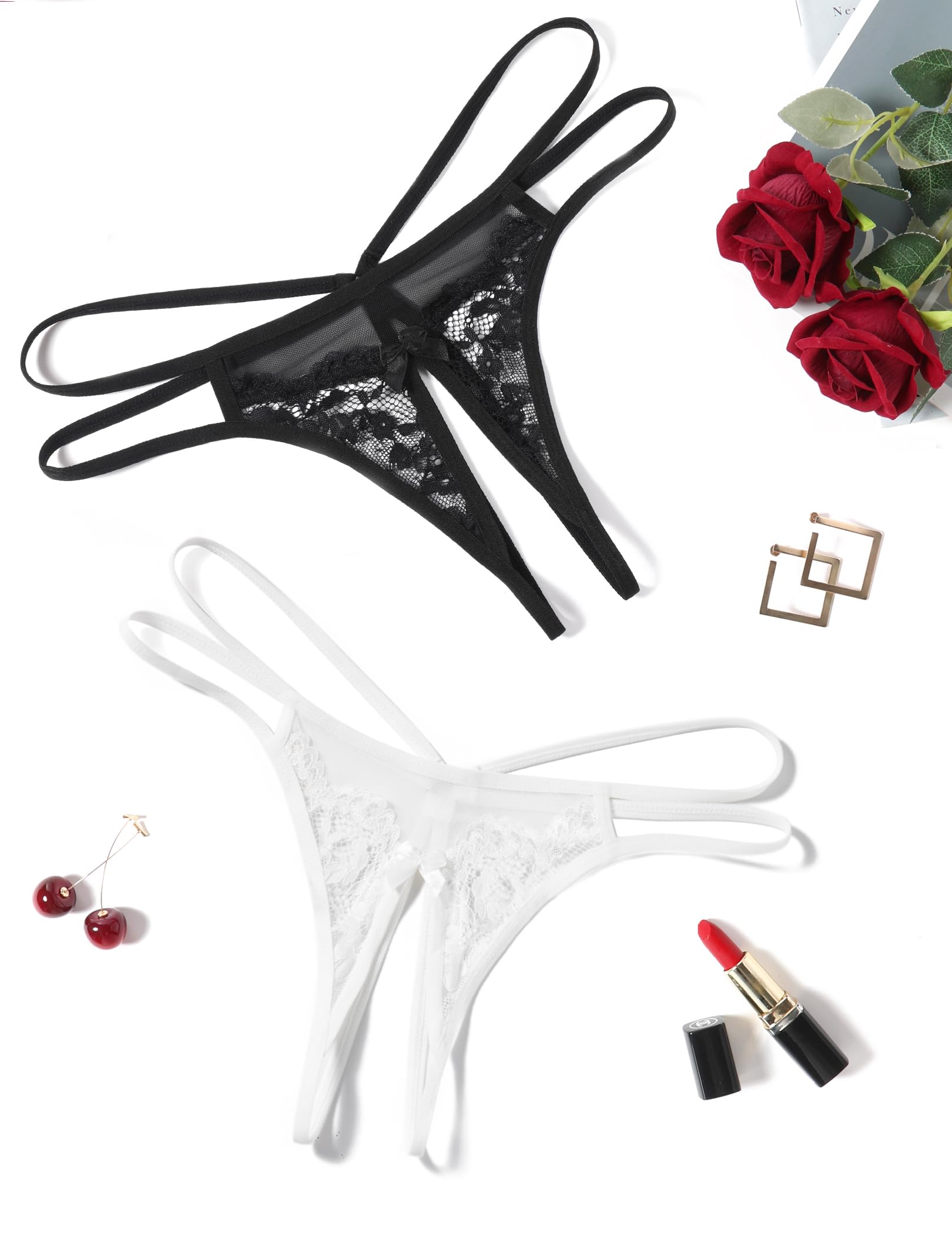 Avidlove Women Lace Panties Floral Lace Briefs Mesh Hollow Out G-String Thongs T-back Underwear 1-4 Pack