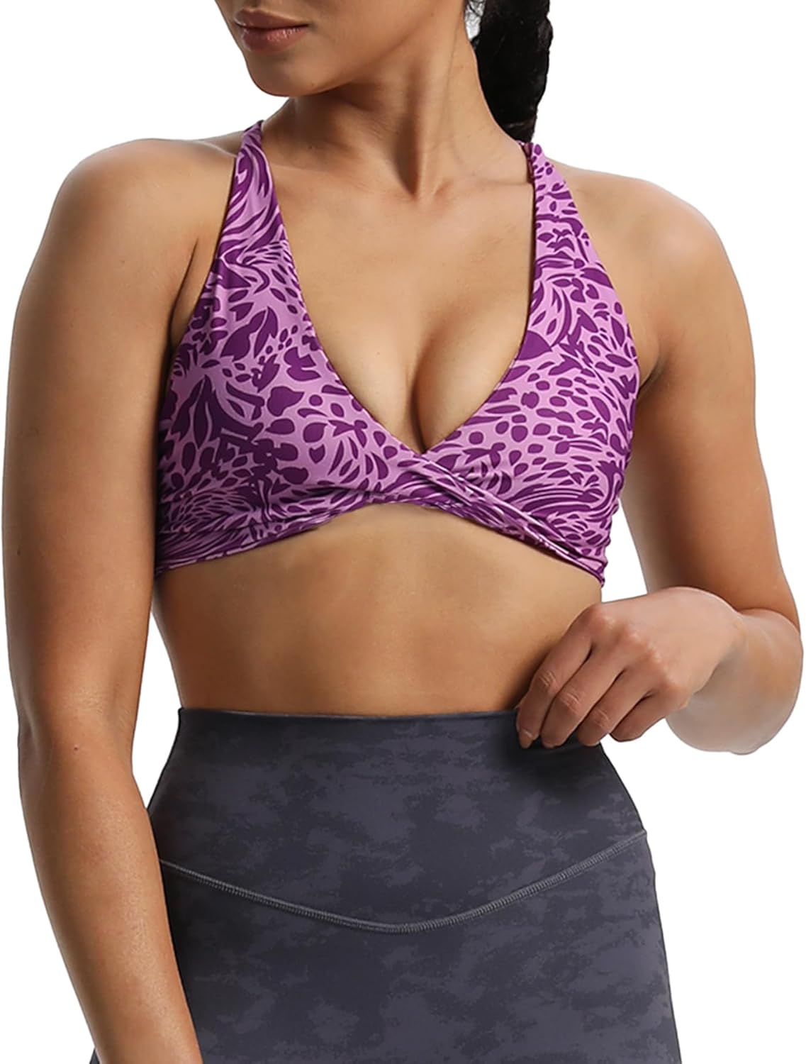 Aoxjox Women's Workout Sports Bras Fitness Metamorph Sienna Twist Bra Yoga Crop Tank