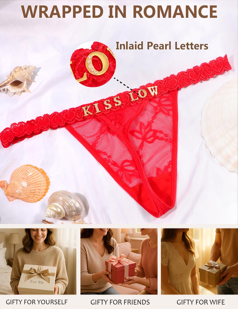 Sexy Underwear for Women Lace Panties Sexy Thong with Funny Rhinestone Letters for Couple Gifts