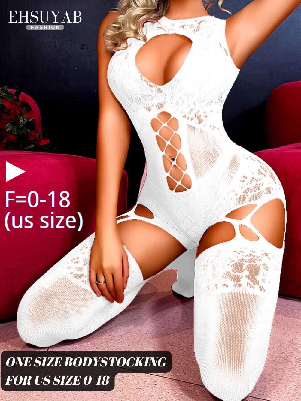 EHSUYAB Women Body Stockings Sexy, Exotic Dancer Fishnets Lingerie Glow Party, Fishnet Bodysuit Rave Outfits Club Plus Size