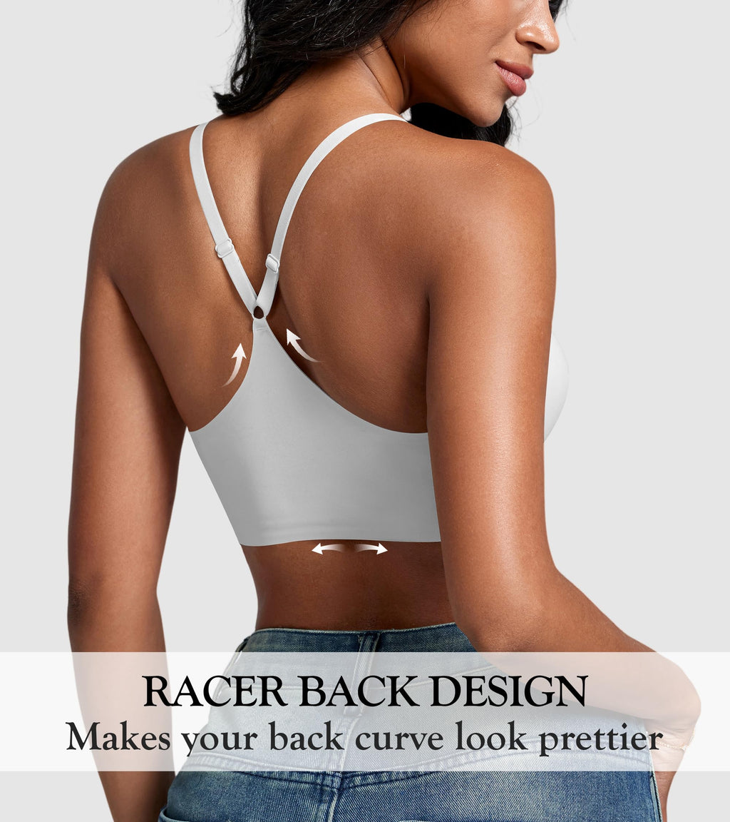 DEANGELMON Front Closure Bras for Women Racerback Bra No Underwire Seamless Push Up T-Shirts Bras Supportive Womens Bralettes