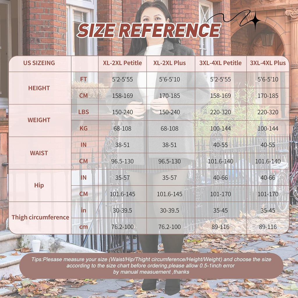 Plus Size Fleece Lined Tights Women, Fake Translucent Winter Thermal Pantyhose, High Waist Warm Thermal Leggings.
