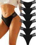 FINETOO Seamless Thongs for Women 6 Pack Sexy V-Wasit Womens Underwear No Show T-back Panties for Women