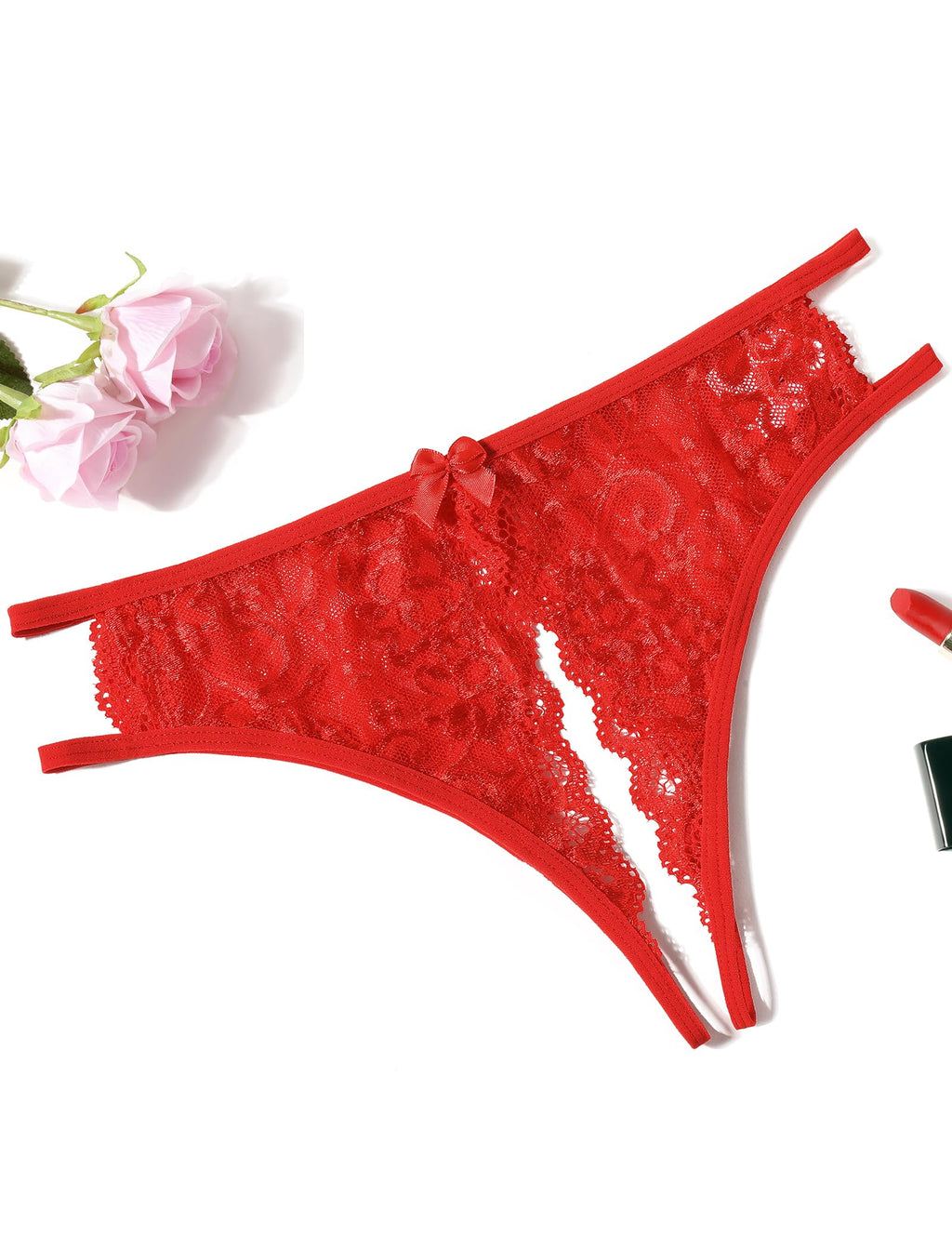 Avidlove Women Lace Panties Sexy Thong Underwear Floral Lace Briefs with Cute Bow Center