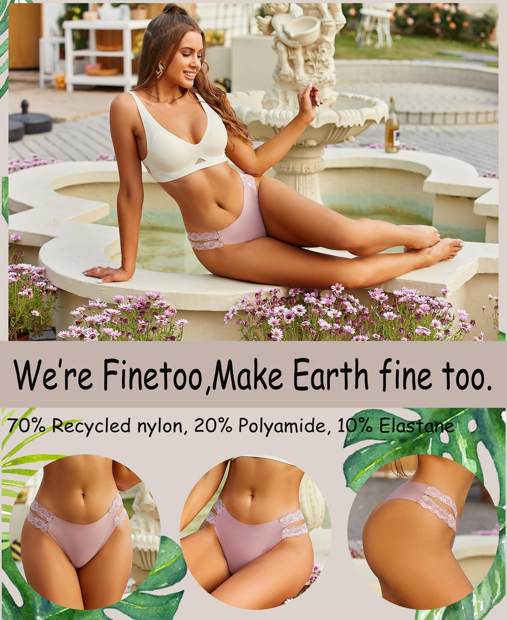 FINETOO Seamless Thongs for Women 6 Pack Sexy V-Wasit Womens Underwear No Show T-back Panties for Women