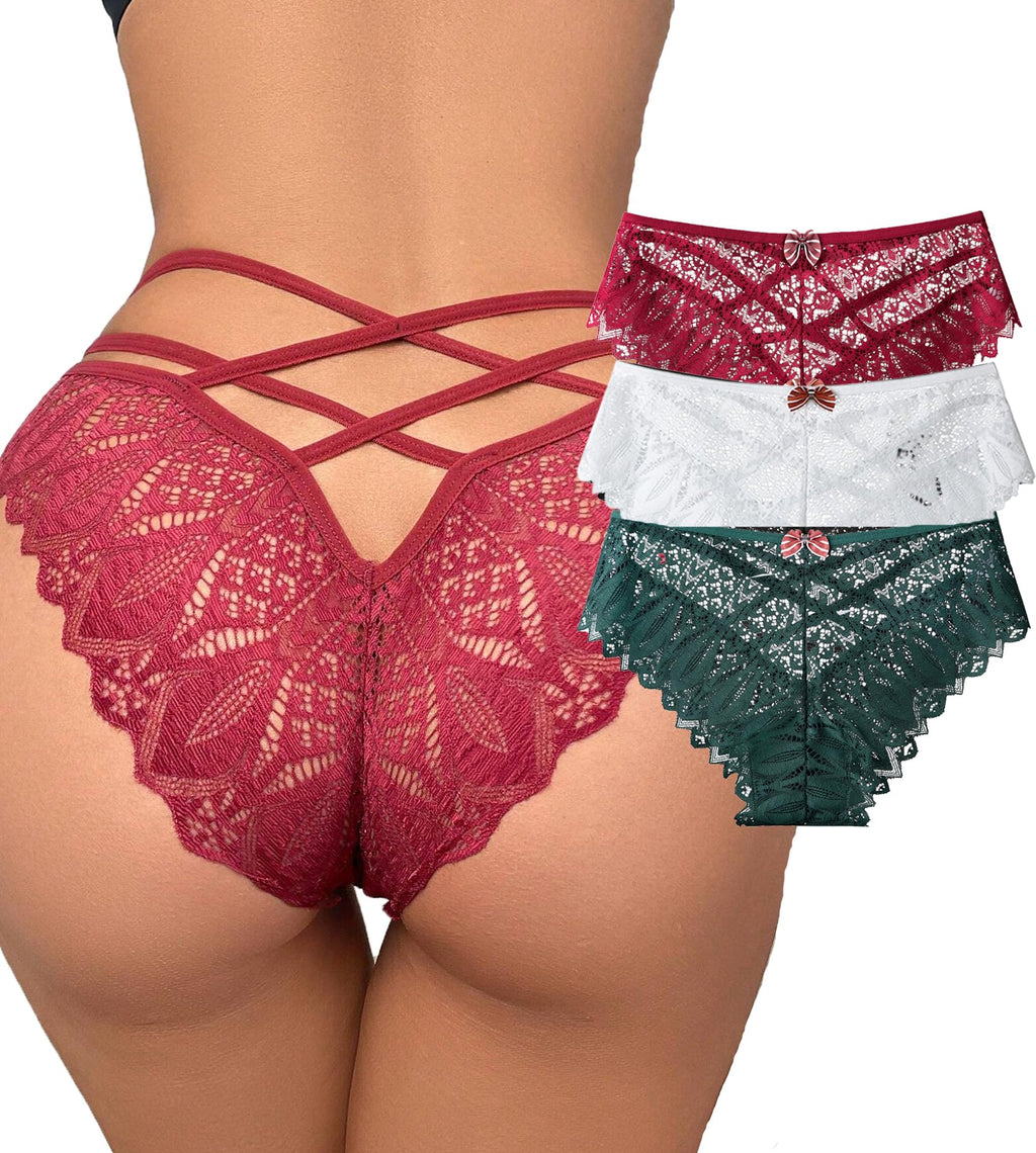 Womens Sexy Thongs Lace Panties Underwear Low Rise Plus Size Underpants Pack of 1-3
