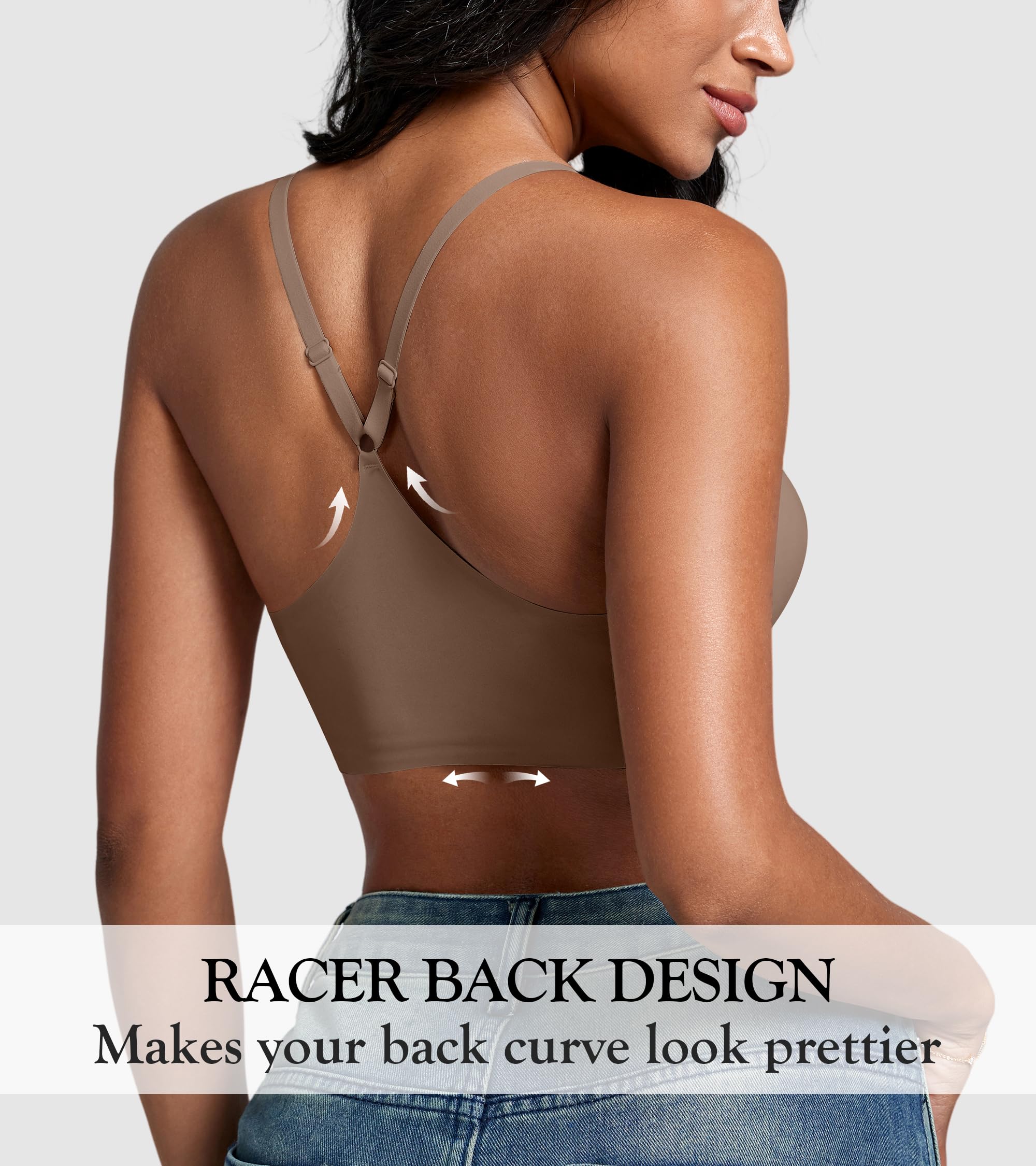 DEANGELMON Front Closure Bras for Women Racerback Bra No Underwire Seamless Push Up T-Shirts Bras Supportive Womens Bralettes