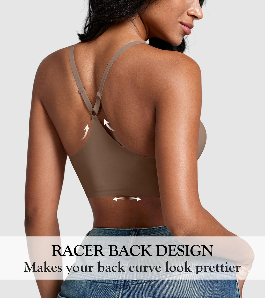 DEANGELMON Front Closure Bras for Women Racerback Bra No Underwire Seamless Push Up T-Shirts Bras Supportive Womens Bralettes