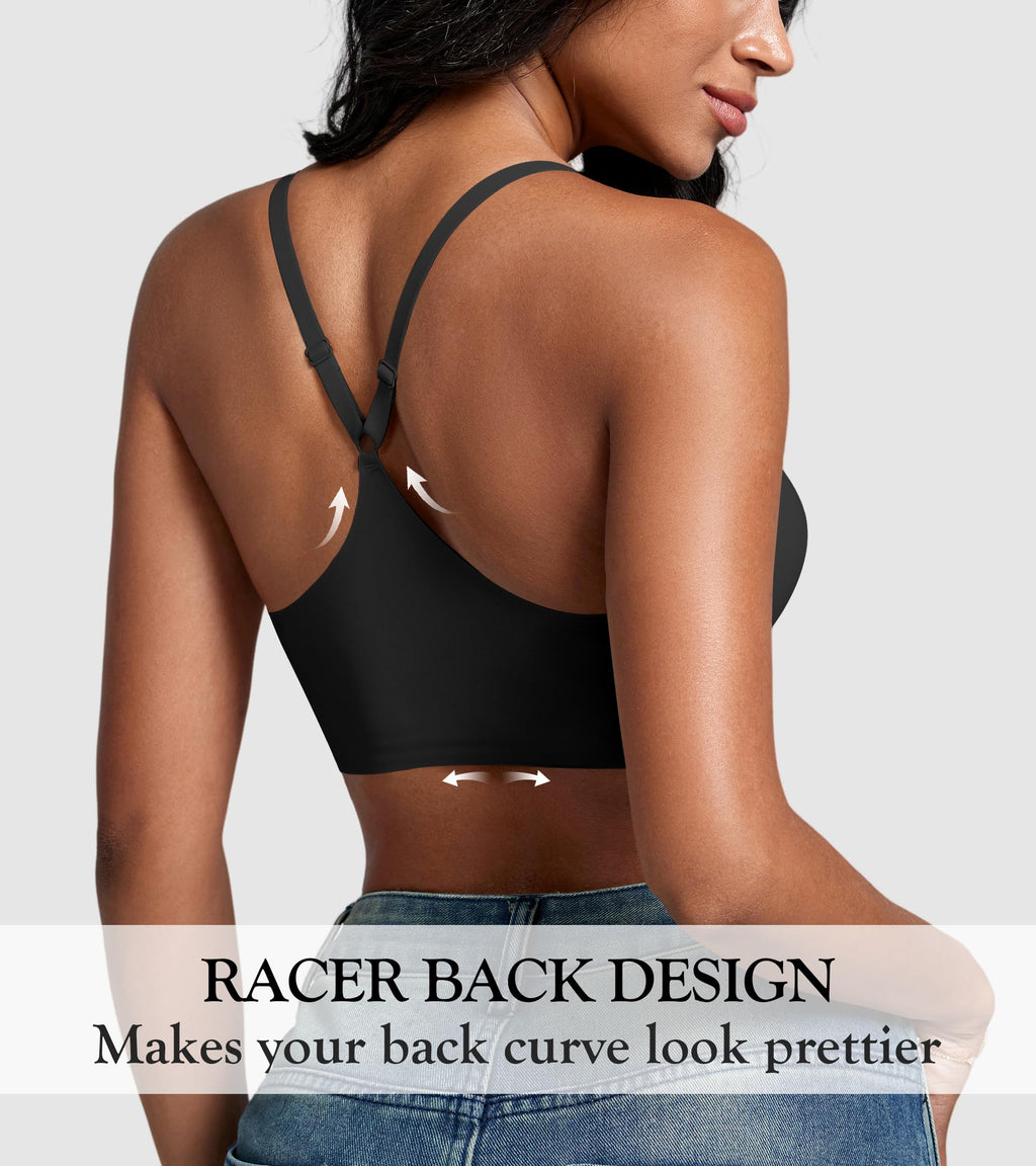 DEANGELMON Front Closure Bras for Women Racerback Bra No Underwire Seamless Push Up T-Shirts Bras Supportive Womens Bralettes