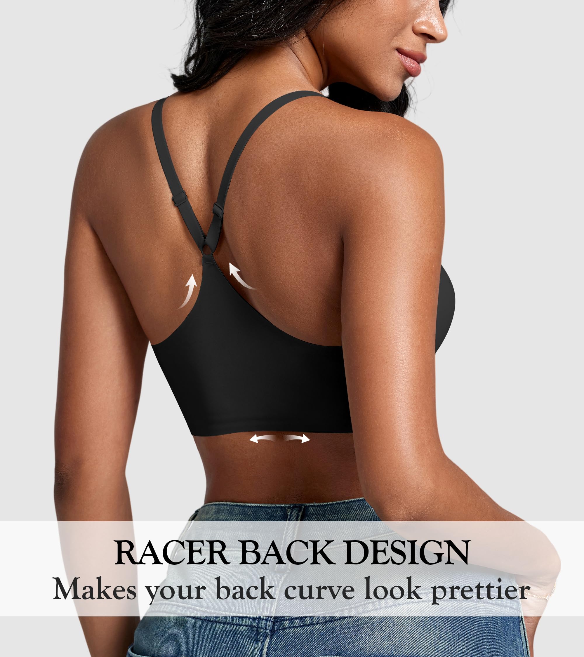 DEANGELMON Front Closure Bras for Women Racerback Bra No Underwire Seamless Push Up T-Shirts Bras Supportive Womens Bralettes