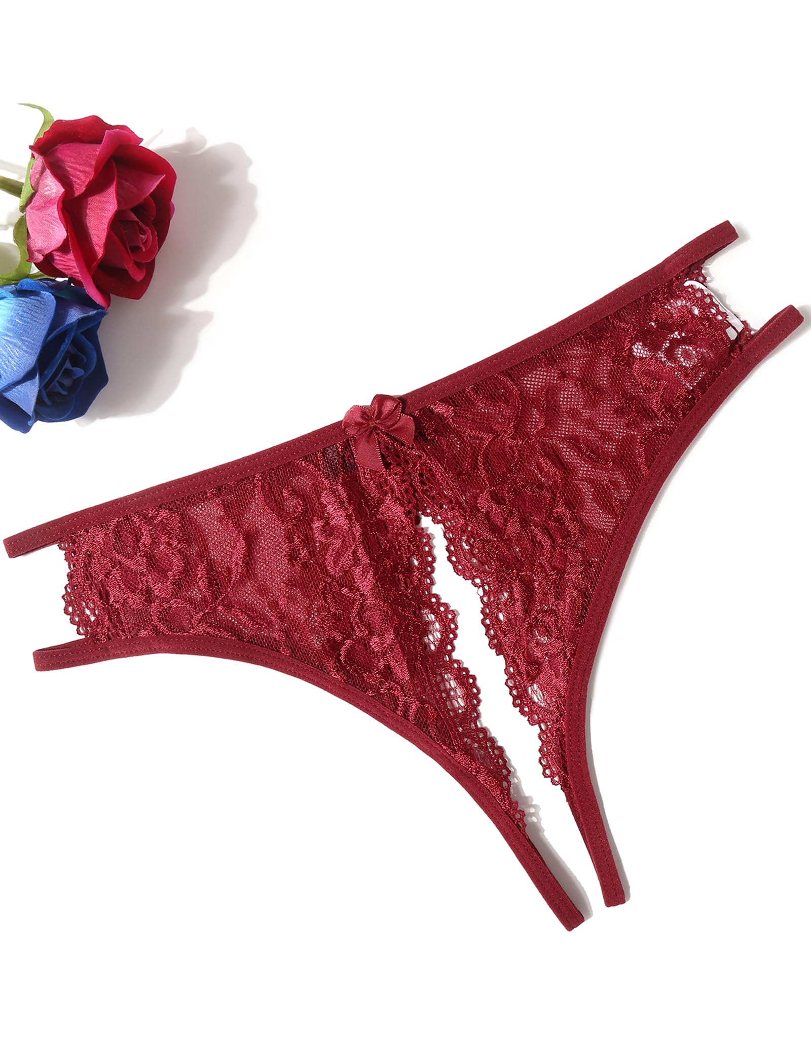 Avidlove Women Lace Panties Sexy Thong Underwear Floral Lace Briefs with Cute Bow Center